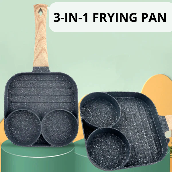 Stekpanna - 3 i 1 non -stick + 4 träsked [gratis gåva]