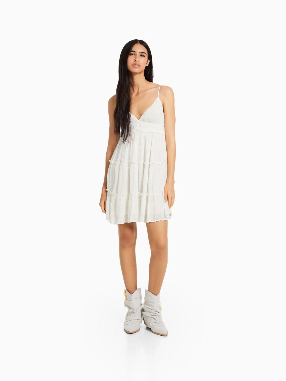 Minikjole med ruffled stropper