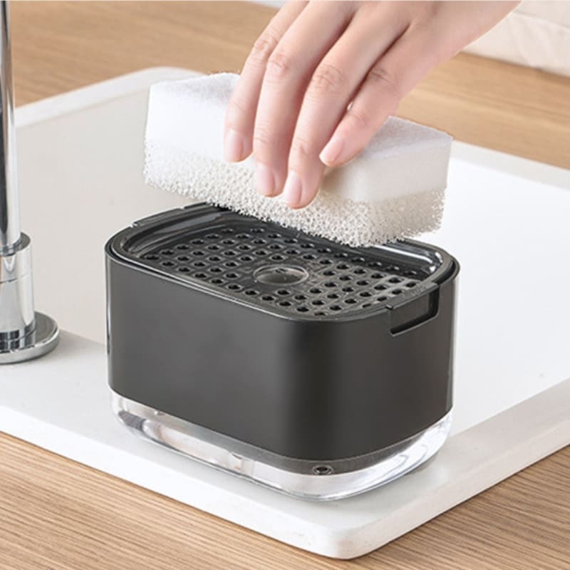 Detergent dispenser og svampholder til vask