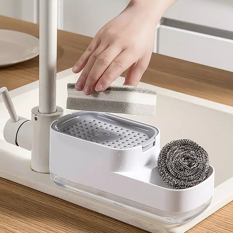 Detergent dispenser og svampholder til vask