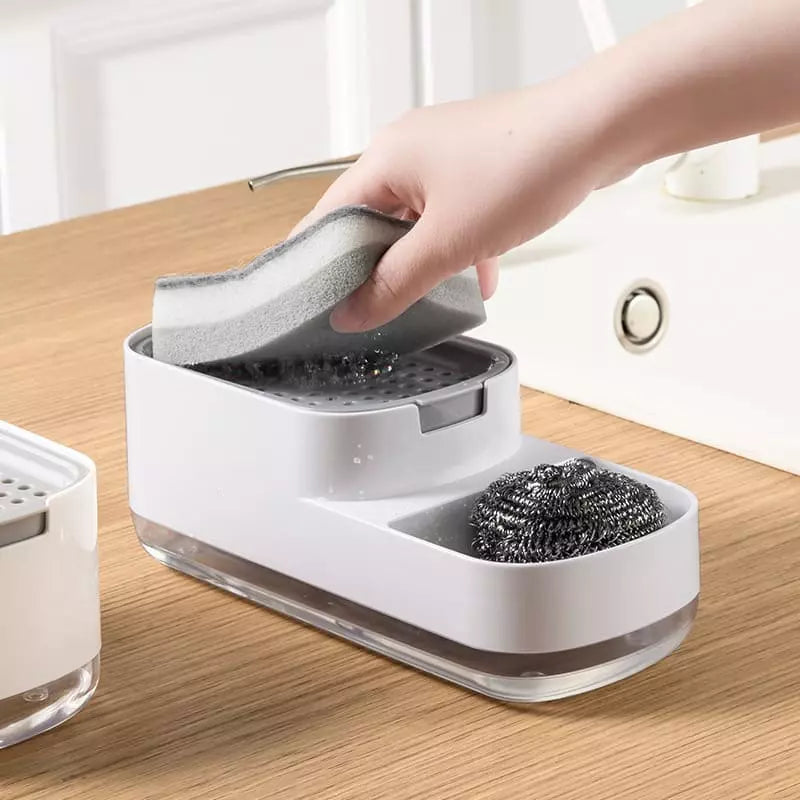 Detergent dispenser og svampholder til vask